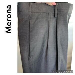 MERONA RAYON BLEND TAILORED FOLD PLEATED TROUSERS WORK OFFICE BAGGIES